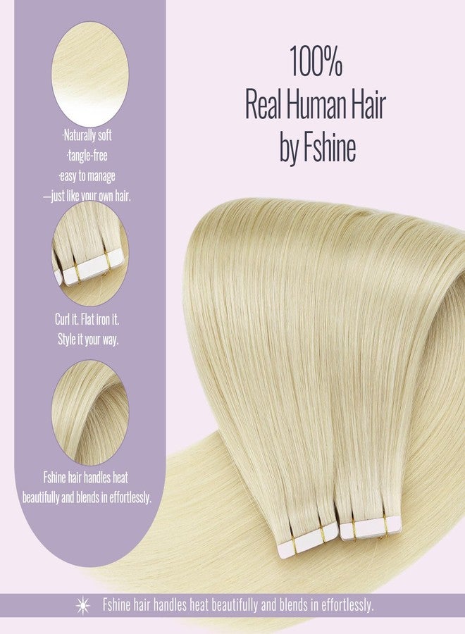 Fshine Blonde Tape in Hair Extensions Real Human Hair Color 60 Platinum Blonde Tape in Remy Extensions,Short 12 Inch 20 pcs 30 g, Perfect for Party, Birthday, or Prom Hairstyles - Image 4